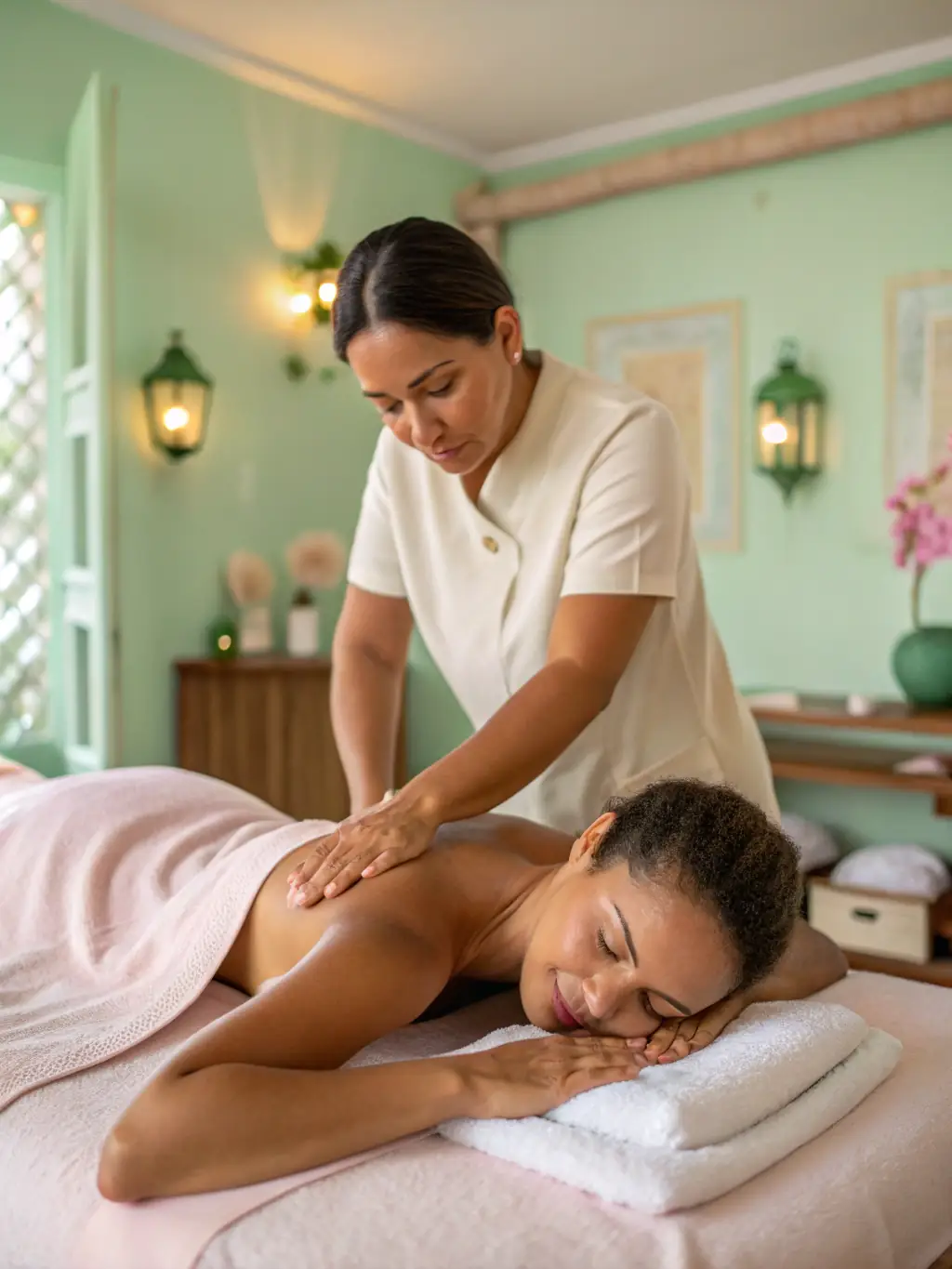 A massage therapist performing deep tissue massage on a patient's shoulder, showcasing the clinic's expertise in manual therapy.
